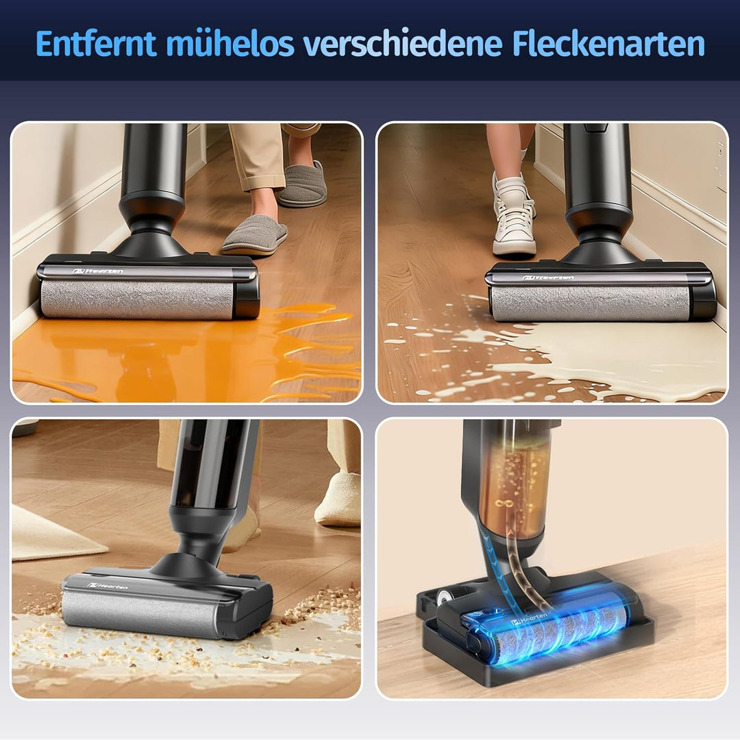 Hearten Nass Trockensauger, Selbstreinigung, Saugwischer Smart 3 in 1, Staubsauger mit Wischfunktion