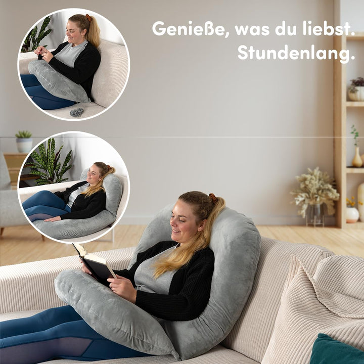 hugnaps Lesekissen für Bett und Sofa - Rückenkissen - Komfortkissen Erwachsene - Reading Pillow - Zw