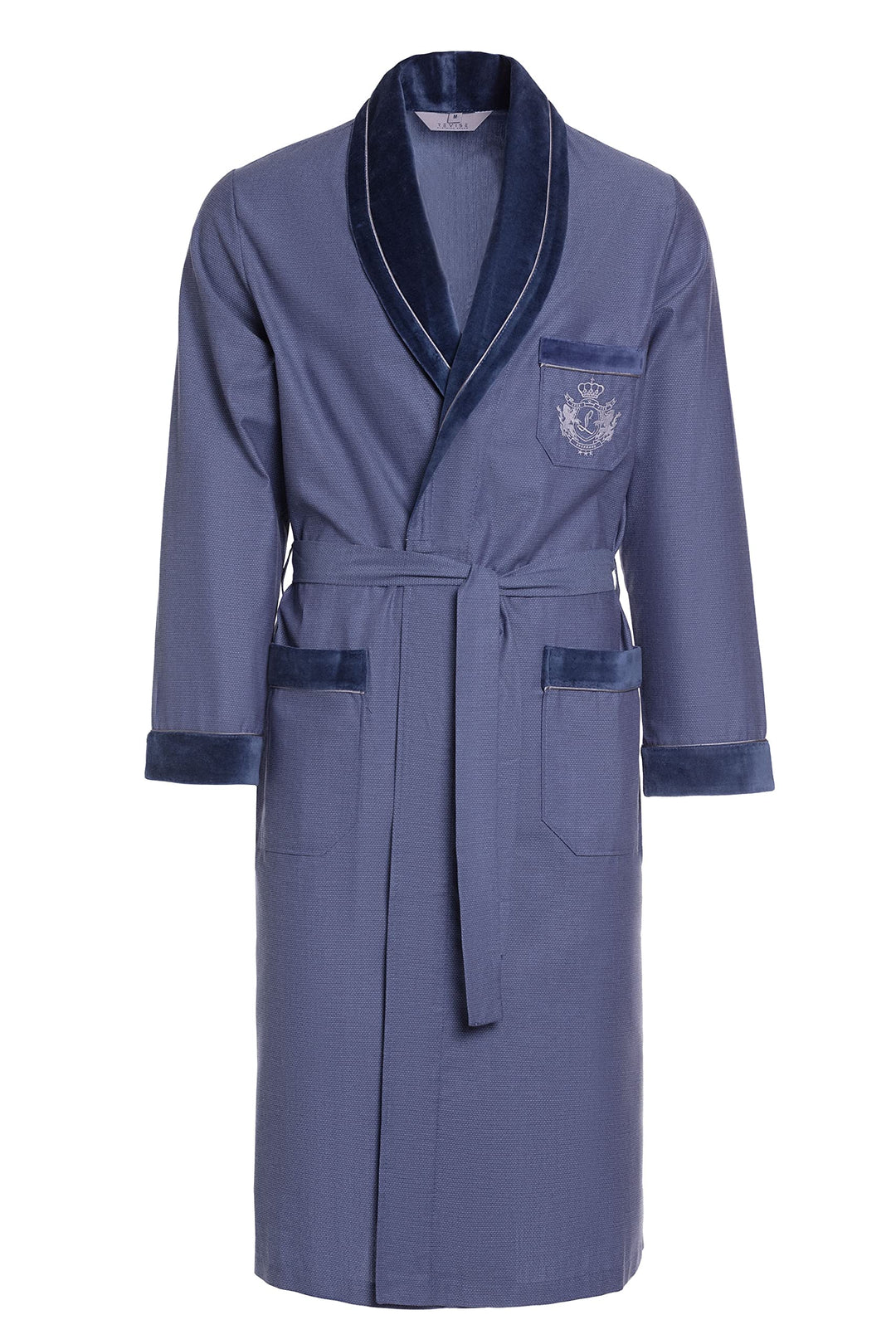Herren Morgenmantel RE-505-100% Baumwolle - Leicht und dünn – Elegant, Blau Indigo