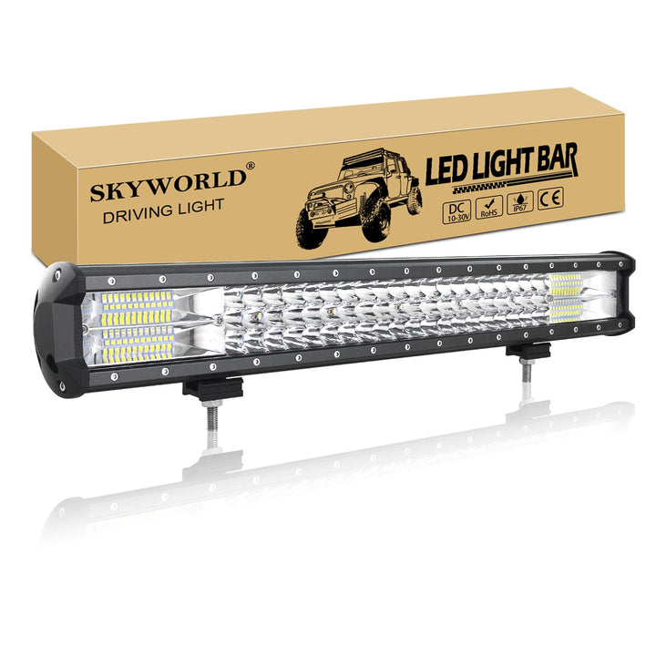 SKYWORLD LED Arbeitsscheinwerfer Bar 59cm 324W Zusatzscheinwerfer 12V 24V IP67 Wasserdicht Flutlicht