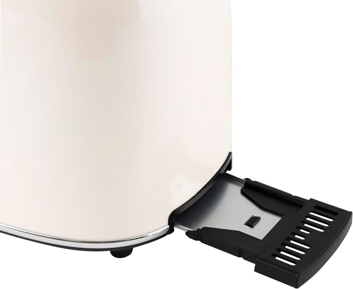 EMERIO Toaster Retro Style | 800 Watt | 2 Scheiben | 7 einstellbare Bräunungsgrade | Brötchenaufsatz