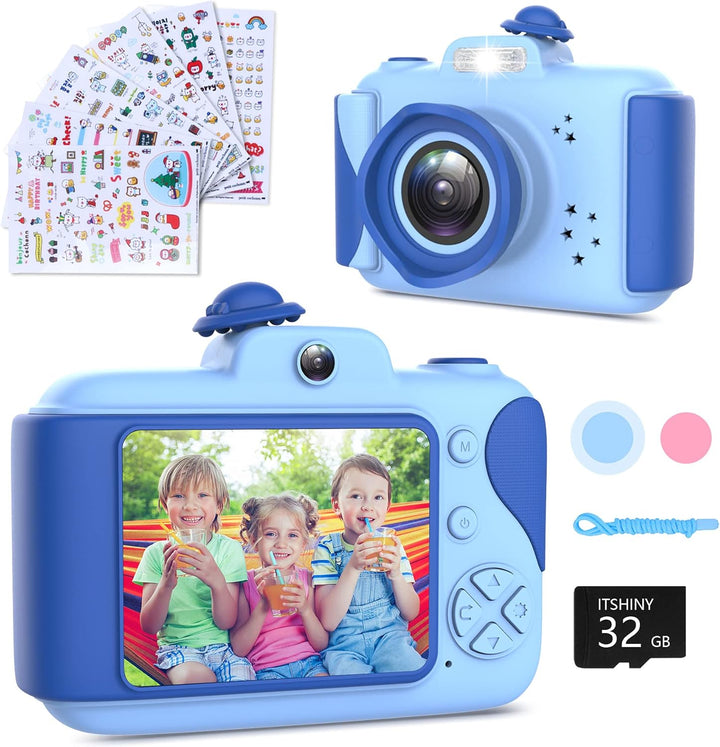 Kinderkamera - Digitalkamera Kinder mit 2,4 Zoll Grossbildschirm 1080P HD 12MP Eingebaute 32GB SD-Ka