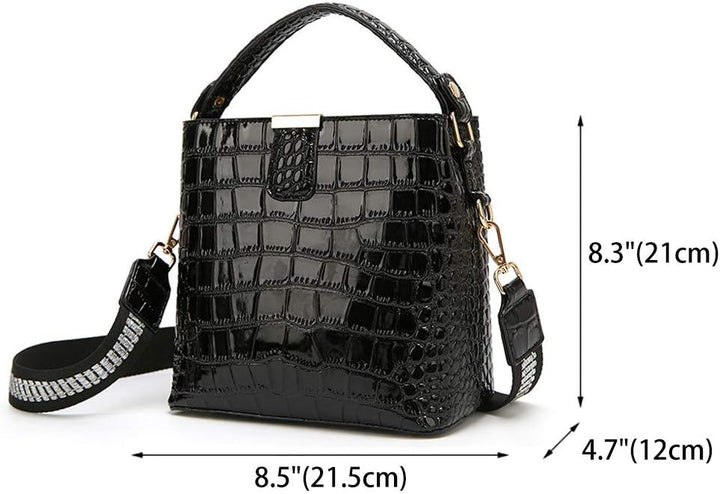 BUKESIYI Damen Tasche Umhängetasche Handtasche Frauen Klein Schultertasche Weekender Lack PU Leder C