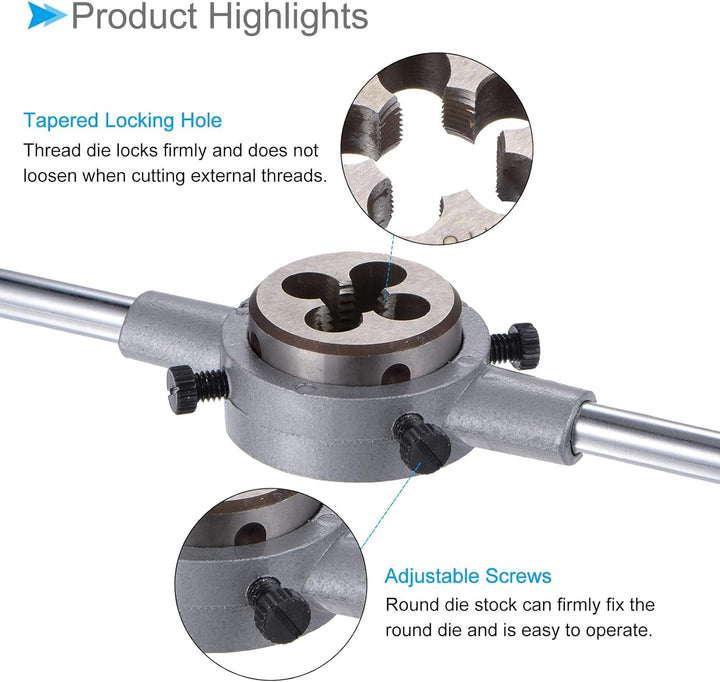 CoCud Die Stock Griff Set, M16x1 Gewindeschneideisen & Passendes 38mm Aussendurchmesser / M12-M16 Ge