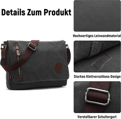 VARLIVOO Umhängetasche für Herren Schultertaschen 14" Zoll Laptoptaschen Messenger Bags Kuriertasche