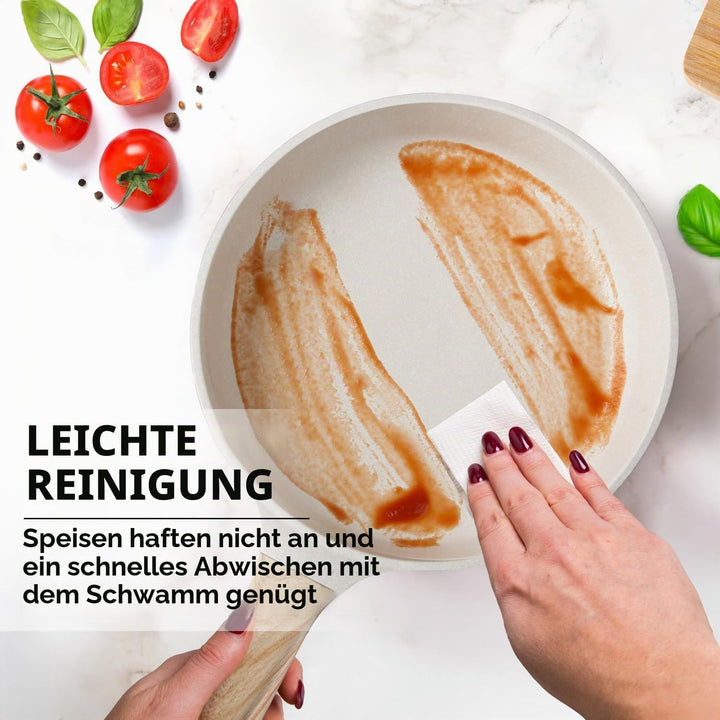KASANOVA Antihaft-Kochset Bambù, Induktionsgeeignet, mit gehärteten Glasdeckeln (Grün und Creme, 10