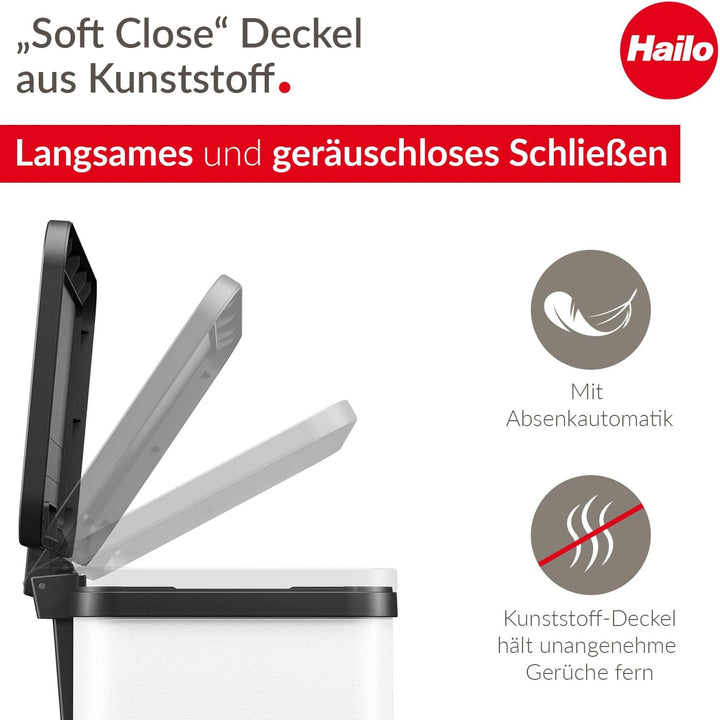 Hailo Öko duo Plus L Tret-Mülltrenner - freistehender 17+9 Liter Doppelmülleimer aus Stahlblech - Mü