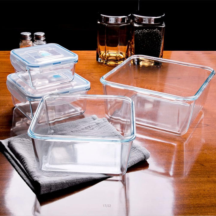 HUSANMP 4-er Set Extra grosse Frischhaltedosen Glas mit Deckel, Glasbehälter mit Deckel Vorratsbehäl