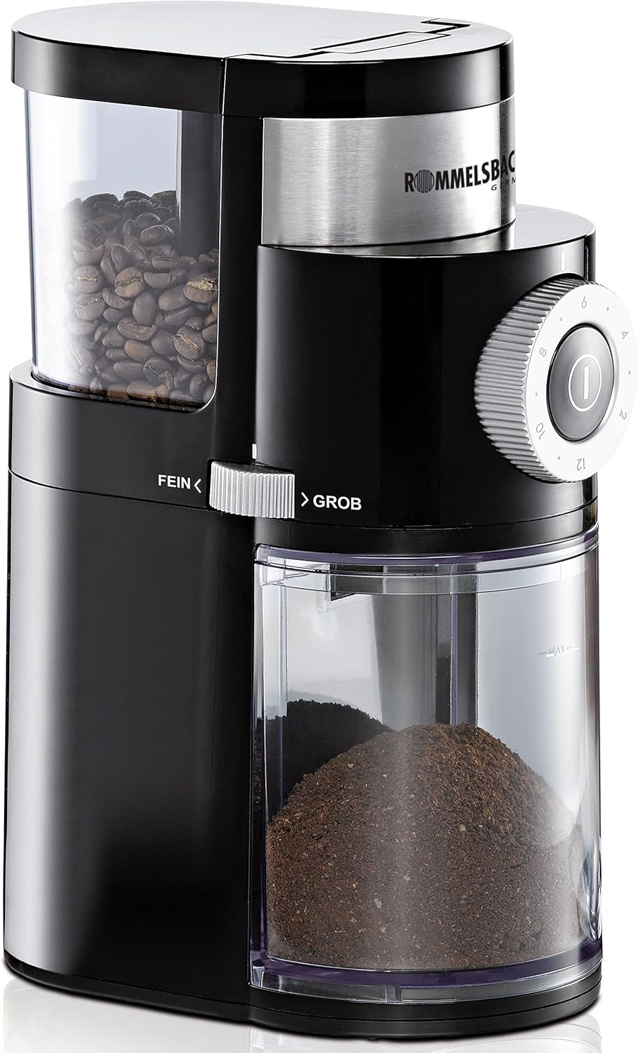 ROMMELSBACHER Kaffeemühle EKM 200 , 2-12 Portionen, Füllmenge Bohnenbehälter 250 g, 110 Watt, schwar
