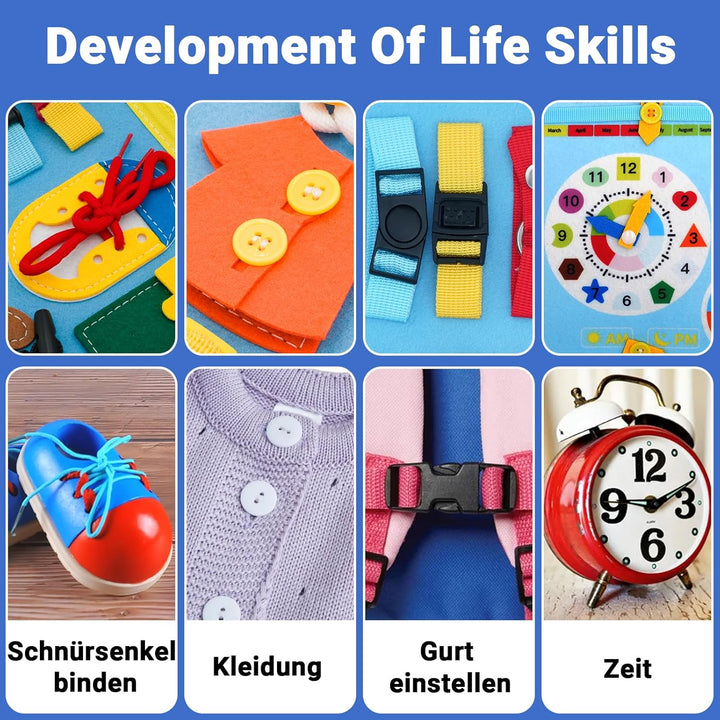RunHero Busy Board Montessori Spielzeug Baby ab 1 Jahr Quiet Book Activity Board Motorikspielzeug Fi