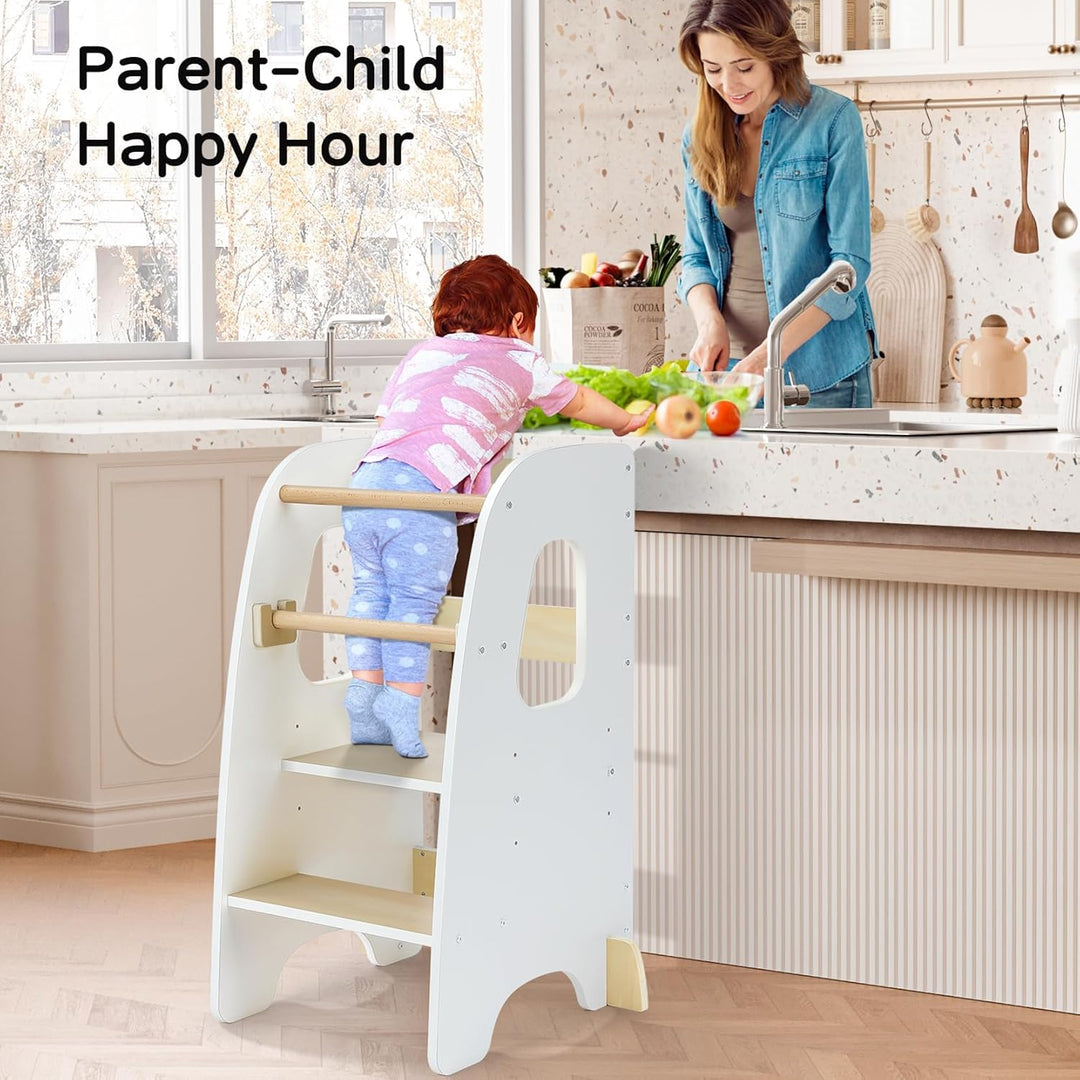 Ezebaby Lernturm ab 1 Jahr, Learning Tower, Höhenverstellbar Montessori Lernturm mit Kippschutz, Abn