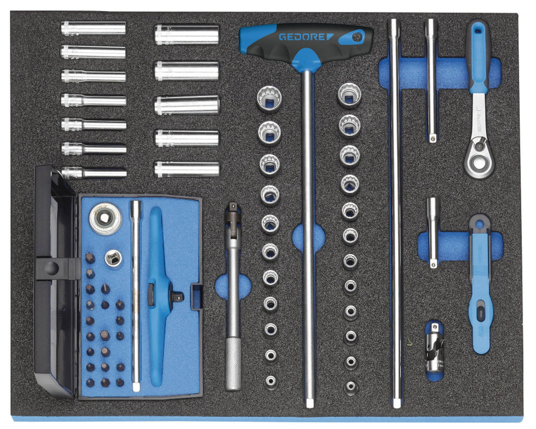 GEDORE Steckschlüssel-Sortiment 1/4' in Check-Tool-Modul, 67-tlg, 1 Stück, 2005 CT2-D 20
