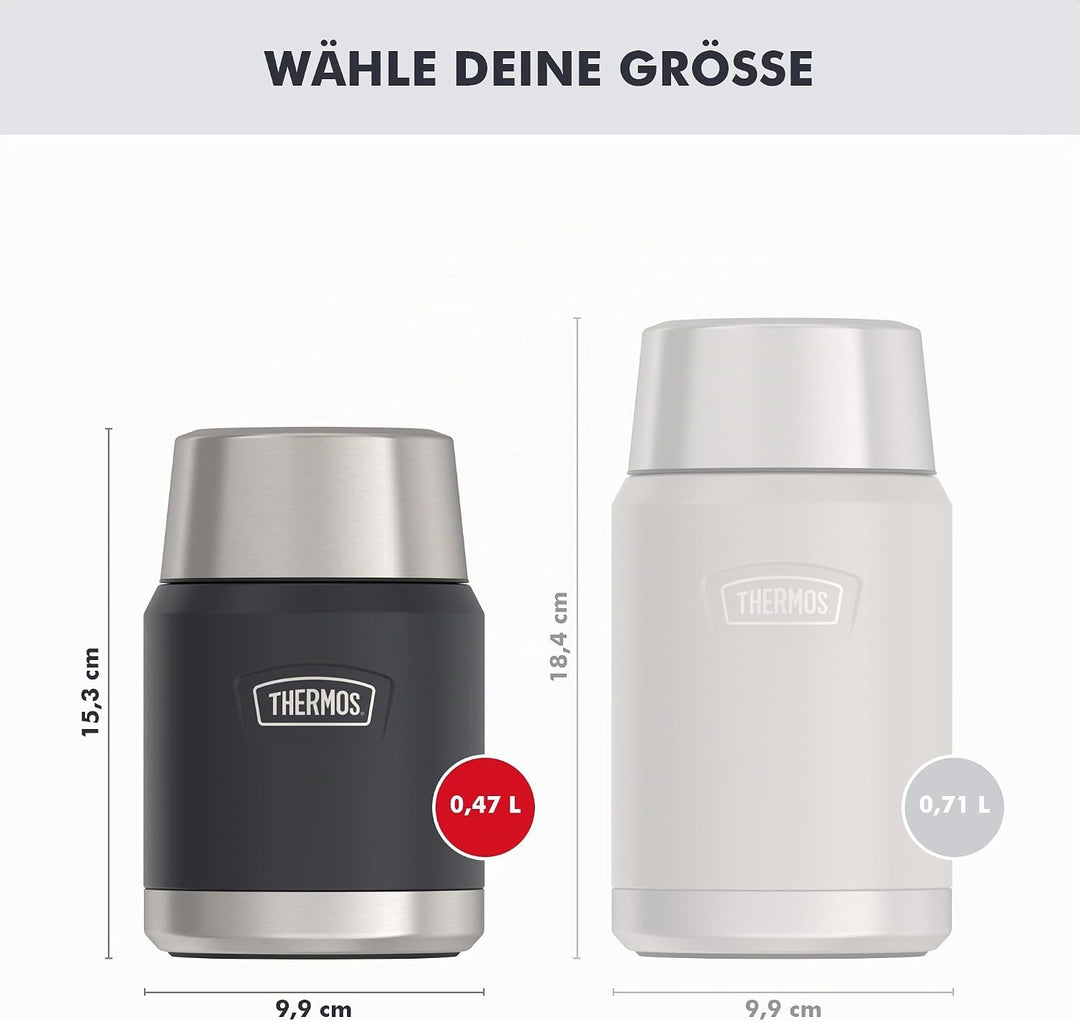 Thermos ICON Thermobehälter für Essen 0,47 l, 10 h heiss, graphite mat | 24 h kalt, auslaufsicherer