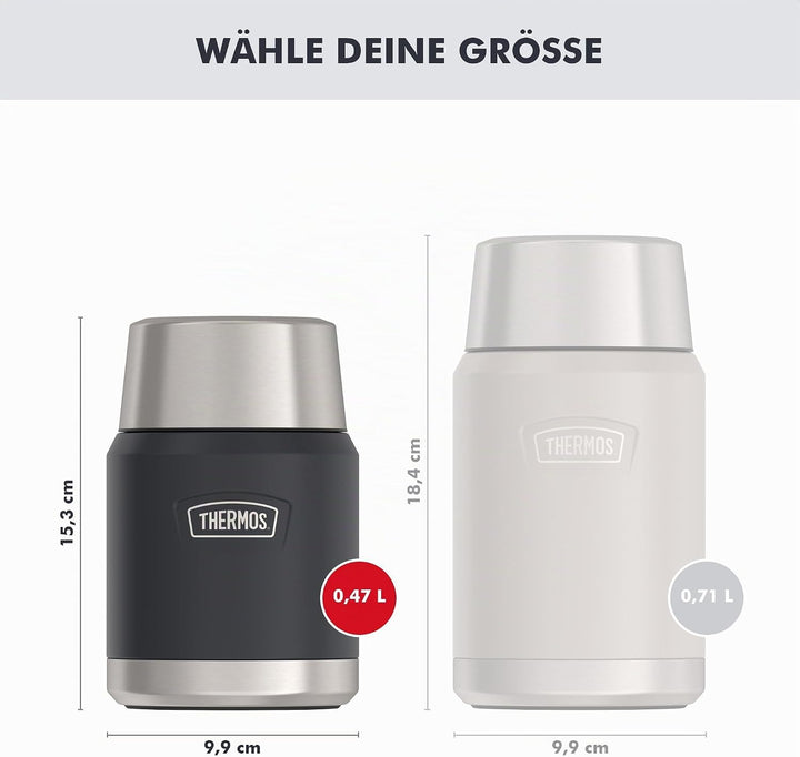 Thermos ICON Thermobehälter für Essen 0,47 l, 10 h heiss, graphite mat | 24 h kalt, auslaufsicherer