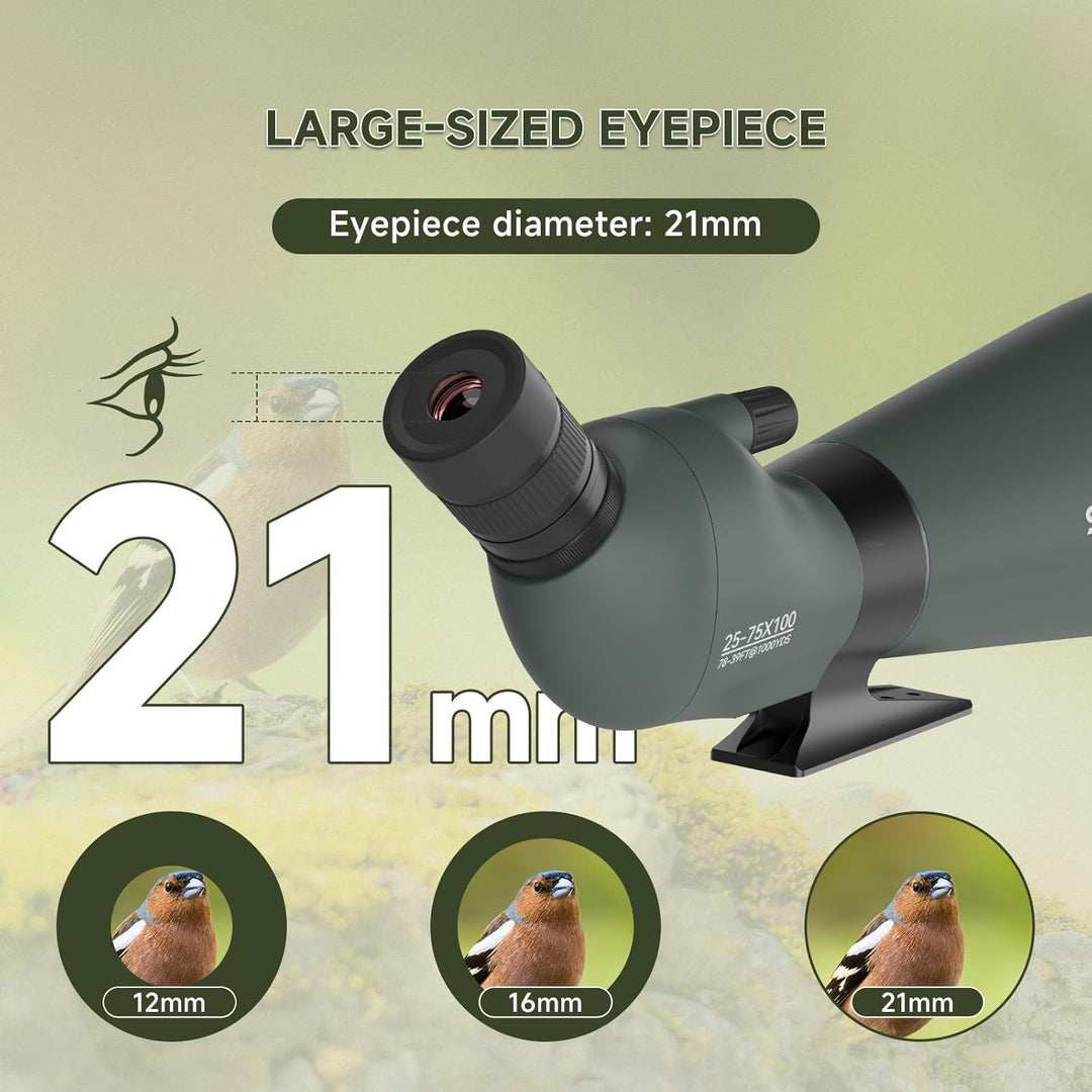 Svbony SV28 25-75x100mm Spektiv mit Stativ, Grosses Sichtfeld, Helle und Klare Bilder, HD BAK4 Porro