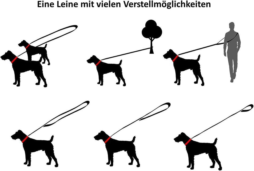 Biothane Hundeleine schwarzer Haken verstellbar für kleine Hunde/grosse Hunde 2m / 2,40m / 2,80m / 3
