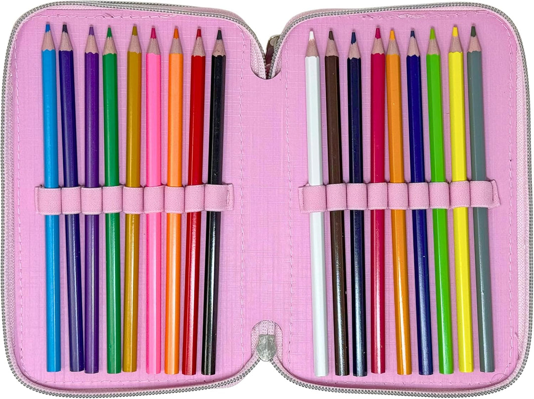 3-Fach Federmäppchen Gefüllt Mädchen (6-10 Jahre) für Hello Kitty Fan – 3D-Effekt Federtasche Schule