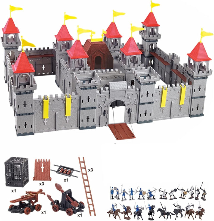 TikTakToo Ritterburg Spielset für Kinder – Mittelalter Burg mit Rittern, Kanonen &amp; Zubehör – Einfach