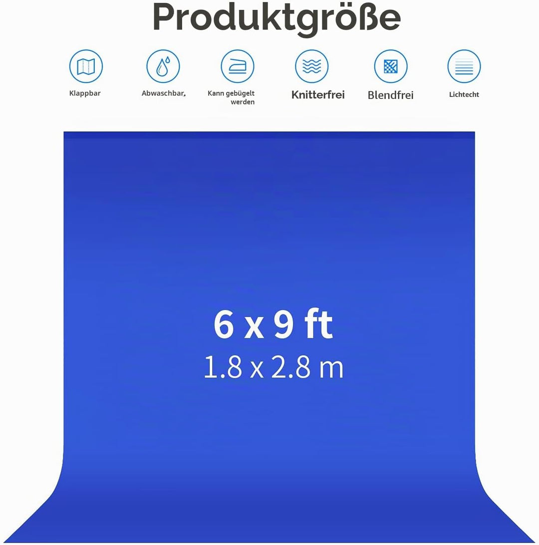 Neewer Fotostudio 100% reines Muslin Faltbare Hintergrund, 1,8 x 2,8 m 6x9' blau, 6x9' blau