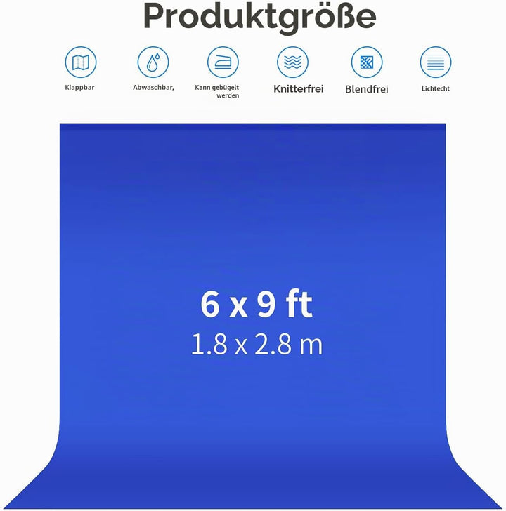 Neewer Fotostudio 100% reines Muslin Faltbare Hintergrund, 1,8 x 2,8 m 6x9' blau, 6x9' blau