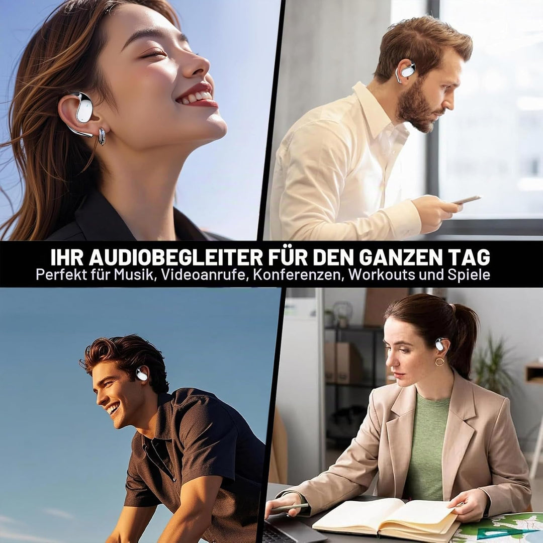 Open Ear Kopfhörer, Bluetooth 5.4 Kopfhörer Kabellos, IP55 wasserfeste Ohrhörer mit ENC Mikrofon, 30