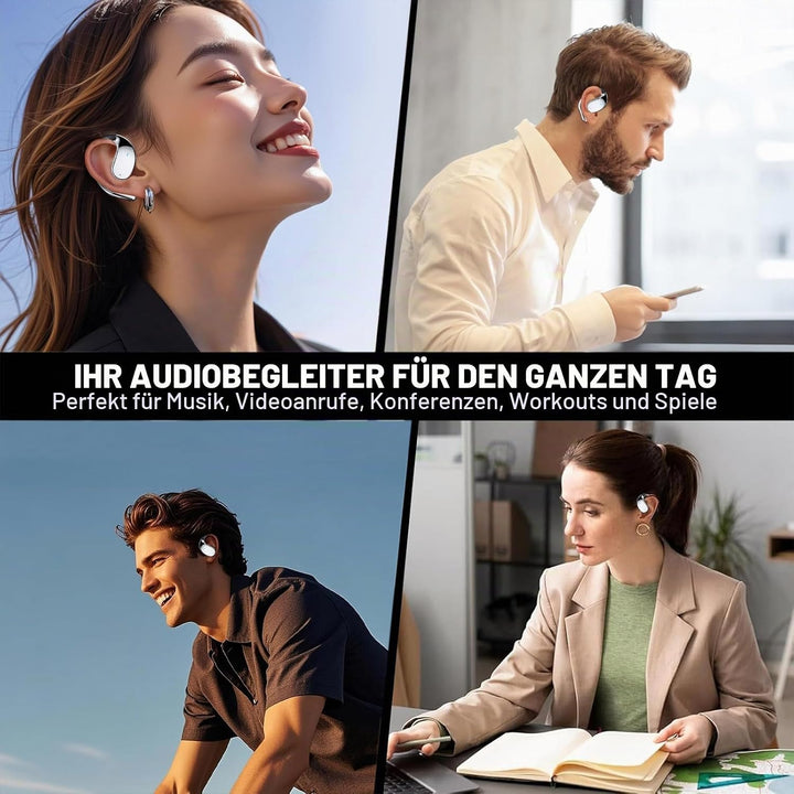 Open Ear Kopfhörer, Bluetooth 5.4 Kopfhörer Kabellos, IP55 wasserfeste Ohrhörer mit ENC Mikrofon, 30