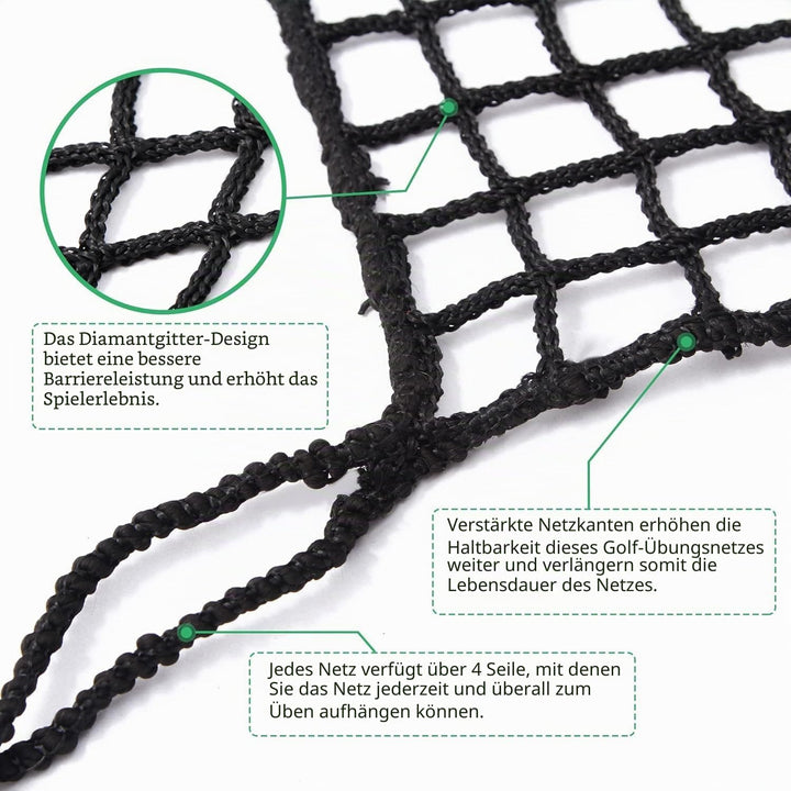 EMEKIAN Schwarzes Polyester Golf Übungszaunnetz, Schwerlast Golfball-Absperrnetz, Tragbares Golfnetz