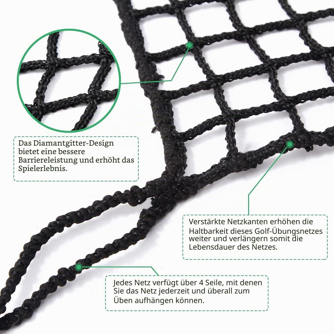 Schwarzes Polyester Golf Übungszaunnetz, 400GSM Schwerlast Golfball-Absperrnetz, Tragbares Golfnetz
