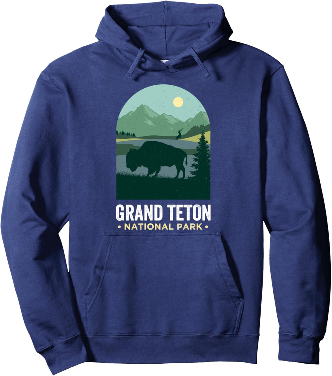 Grand Tetons T-Shirt, Bison Buffalo Grand Teton National Park Pullover Hoodie