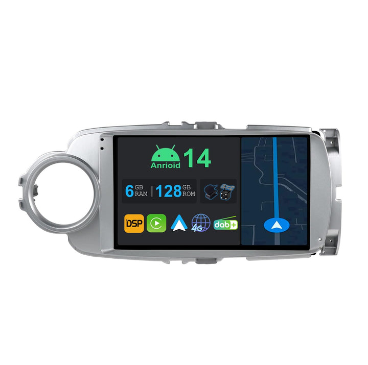 9 Zoll Android 14 Autoradio mit Navi Für Toyota Yaris GRMN 2012-2017 | Octa Core | 6GB 128GB | Einge