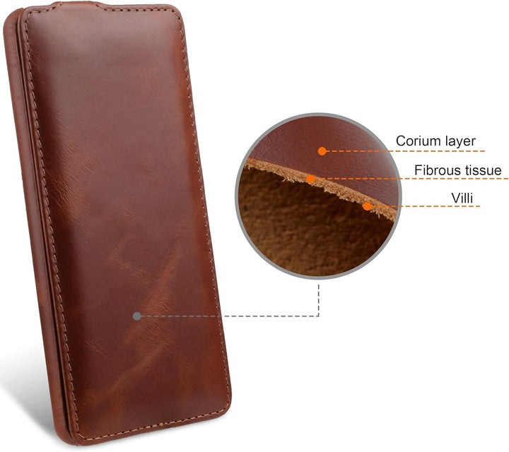 STILGUT UltraSlim kompatibel mit Google Pixel 7 Hülle - Pixel 7 Flip Case aus Leder, Klapphülle, Han