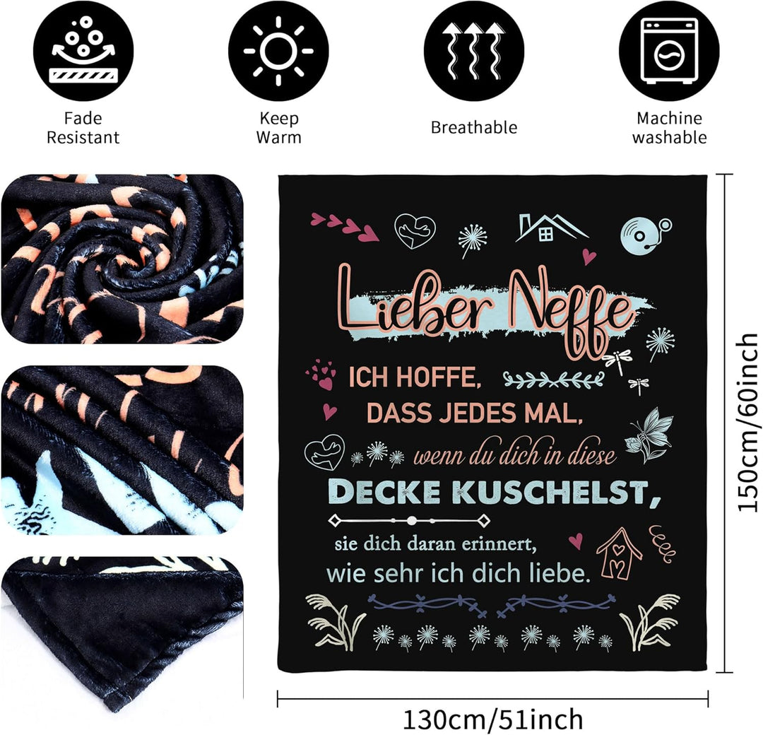 Original Geschenk Lieber Neffe Ich Hoffe Dass Jedes Mal Wenn Du Dich In Diese Decke Kuschelst Sie Di