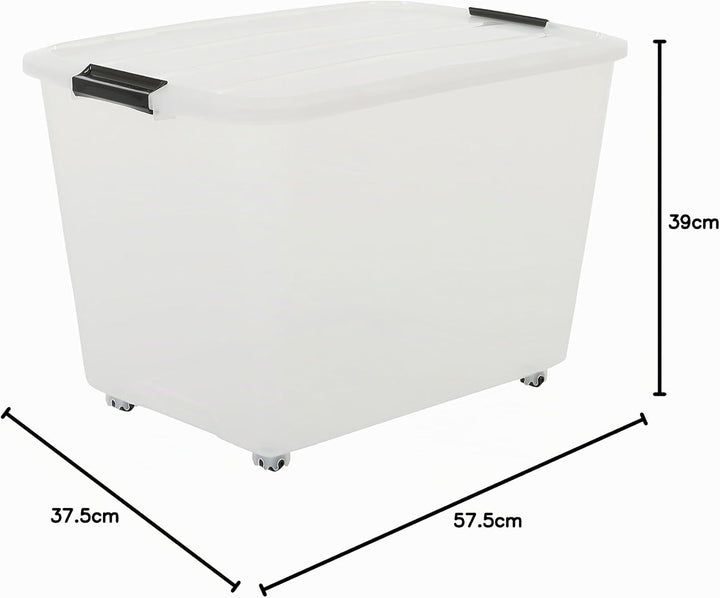 Iris Ohyama, Aufbewahrungsbox aus Kunststoff, 60 l Büro-Aufbewahrungsbox, 4er-Set, TBR-60, transpare