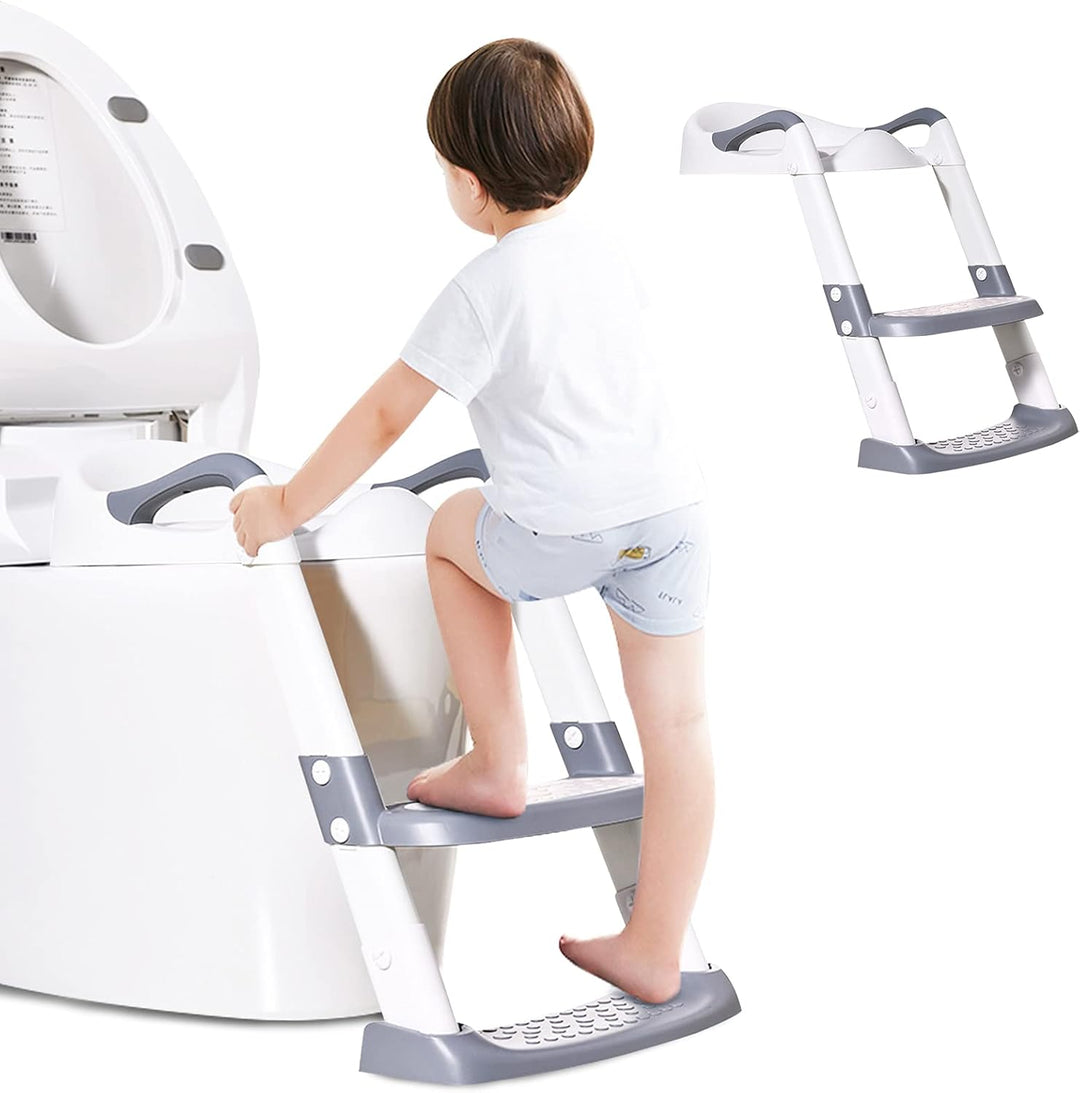Barakara Toilettentrainer mit Treppe, Faltbar Toilettensitz Kinder mit Treppe Armlehnen Weichem Kiss