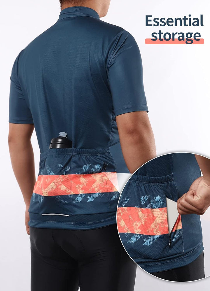 BERGRISAR Kurzarm Fahrradtrikot Herren Radtrikot mit Reissverschluss Taschen Trikots für MTB Mountai