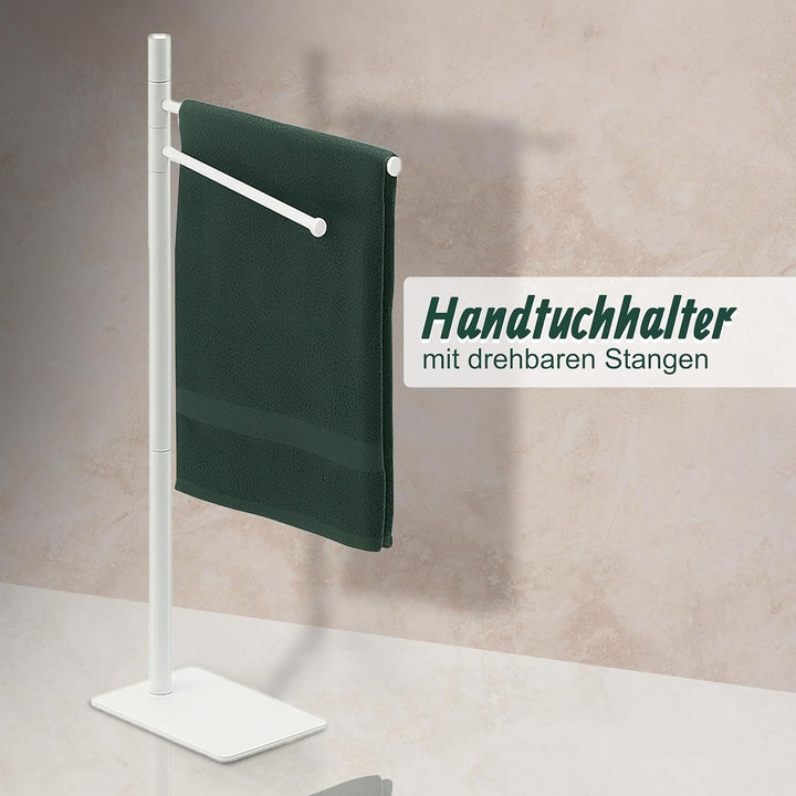 Relaxdays Handtuchständer, HxBxT: 78 x 33,5 x 14 cm, Edelstahl, 2 bewegliche Stangen, stehender Hand