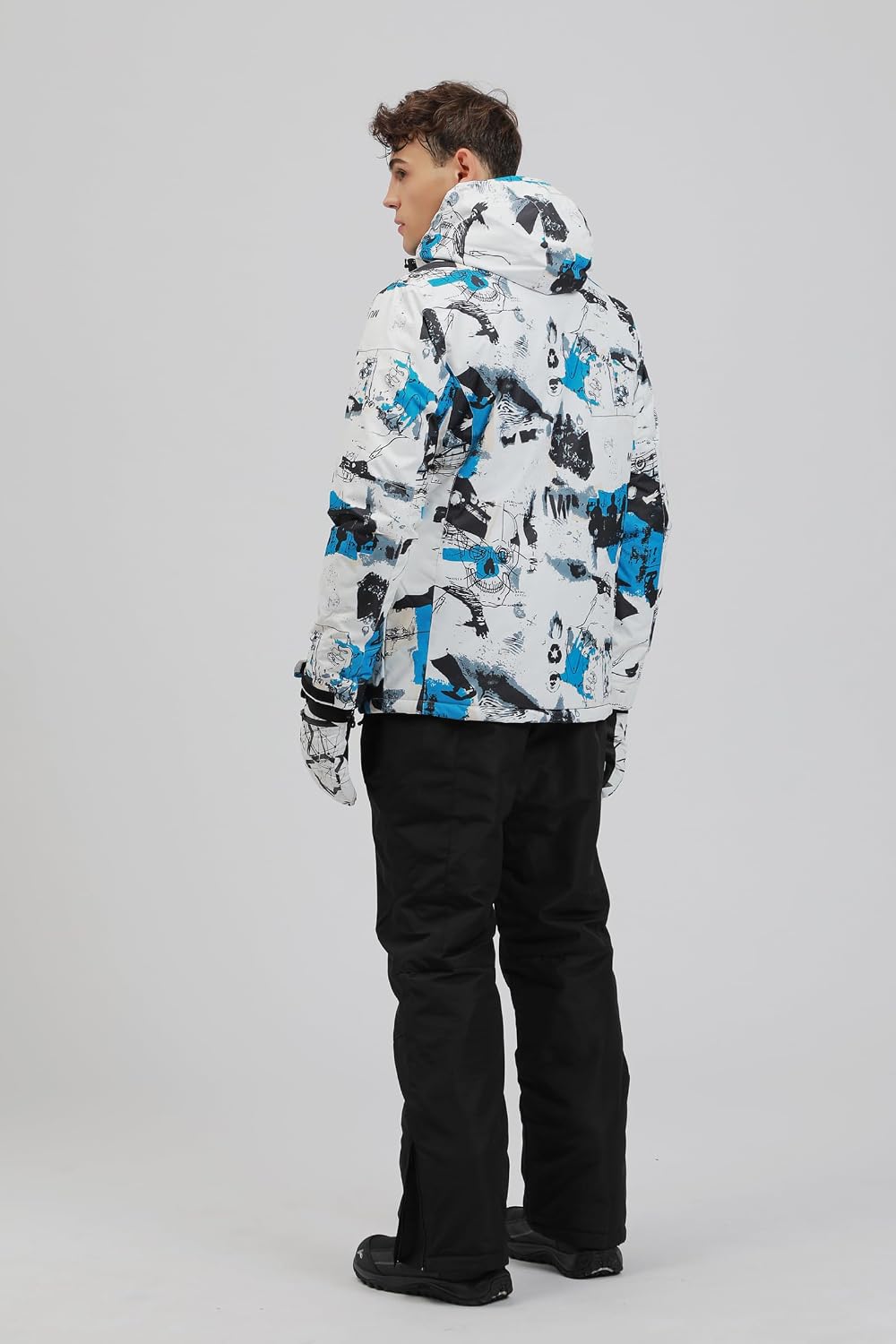 ALSOGO Herren Ski Jacke und Hosen Set Ski Anzug Winter Wasserdicht Winddicht Kapuze Schneemantel 2-S