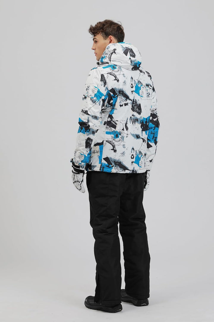 ALSOGO Herren Ski Jacke und Hosen Set Ski Anzug Winter Wasserdicht Winddicht Kapuze Schneemantel 2-S