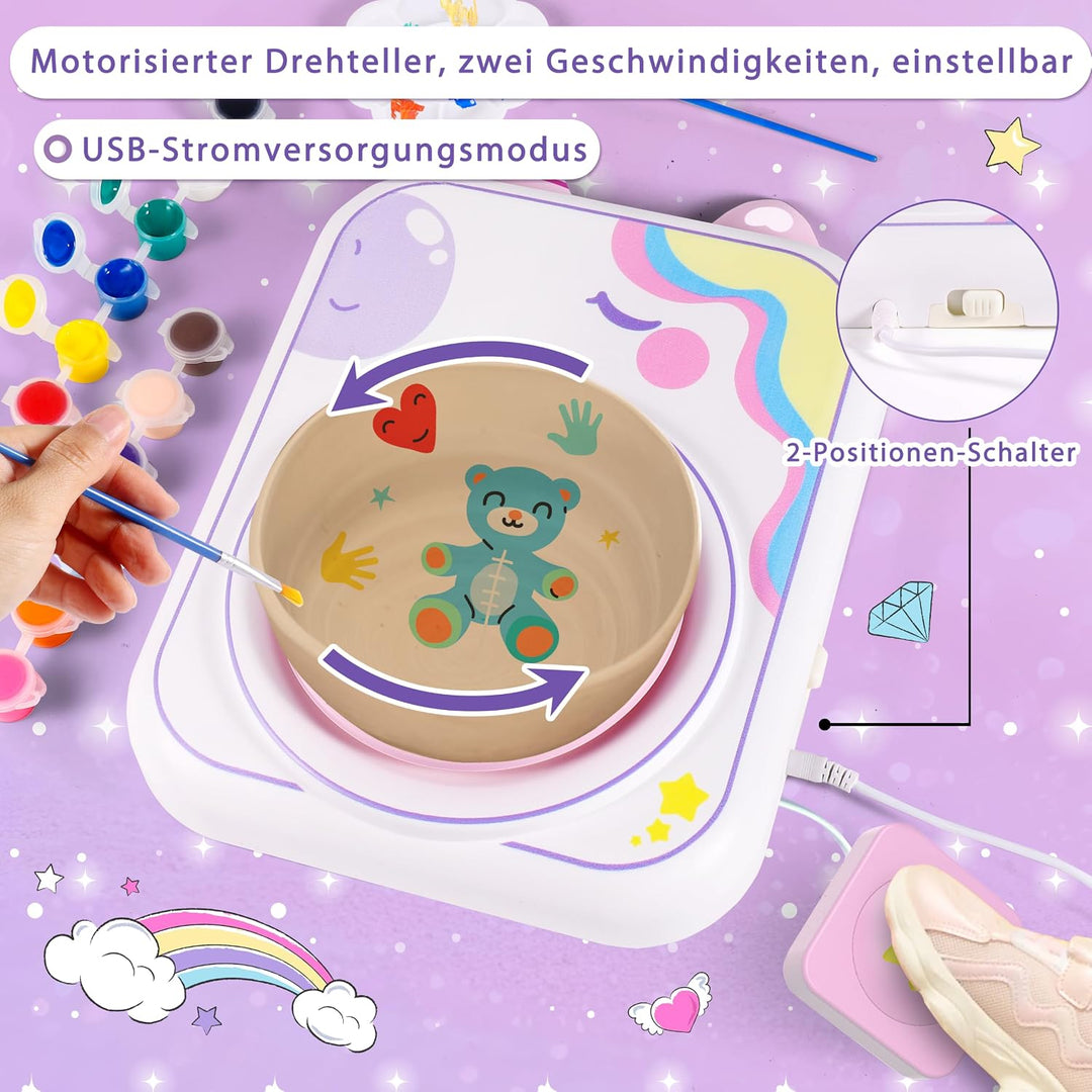 Töpferset für zuhause,Töpferscheibe Elektrisch für Kinder,töpferscheibe für zuhause,ton Werkzeug Set