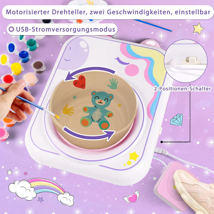 Töpferset für zuhause,Töpferscheibe Elektrisch für Kinder,töpferscheibe für zuhause,ton Werkzeug Set