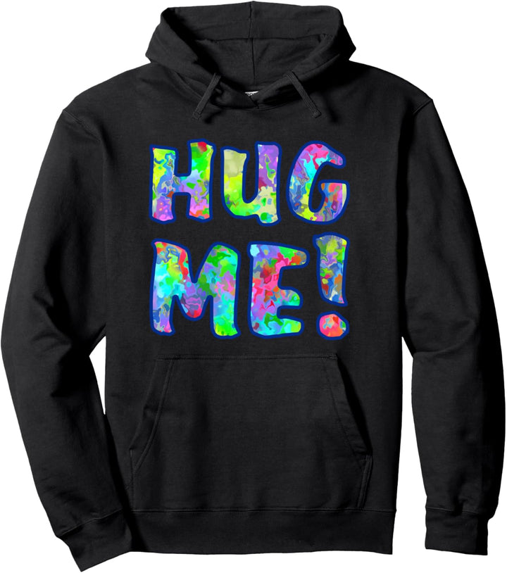 Message - HUG ME - colorful pattern blue outline - Fan Fun Pullover Hoodie
