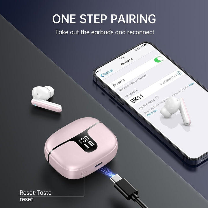 Rinsmola Kopfhörer Kabellos Bluetooth 5.4, In-Ear Kopfhörer Bluetooth mit 4 ENC Mic, Kabellose Kopfh