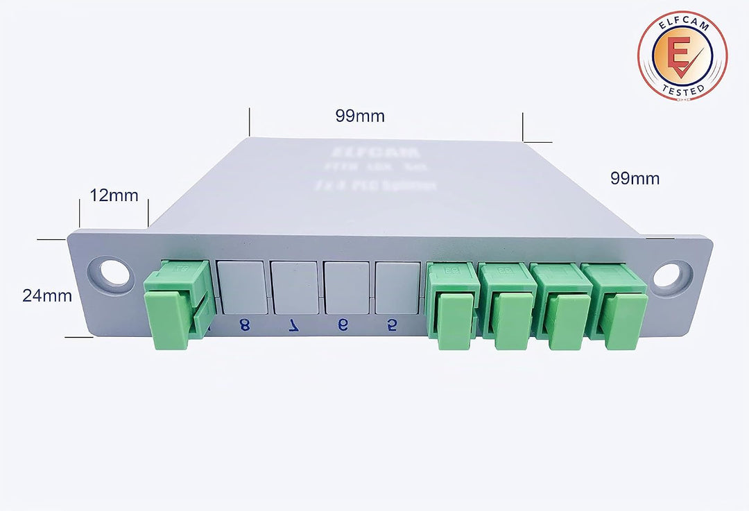 Elfcam - Optischer Splitter Glasfaser-PLC-Splitter (Fasersplitter) SCA,PLC DIN-Schiene Montage (1X4)