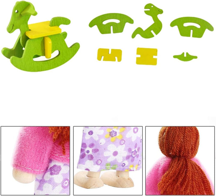 7-köpfige Puppenhaus Puppen, Puppenfamilien für Kinder Spiel Haus Geschenk Holz