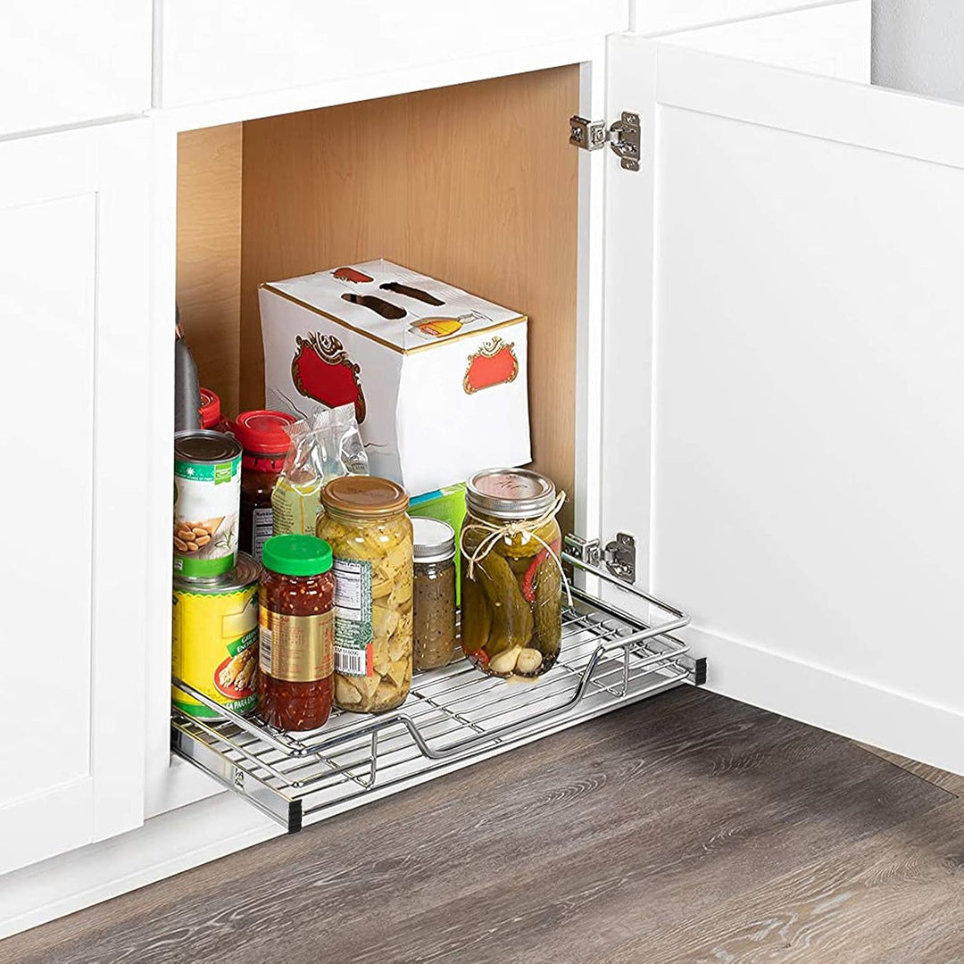 HENGMEI 4X Küchenschrank Teleskopschublade 50cm Schrankauszug Ausziehbare Ablage Küchenschubladen Or