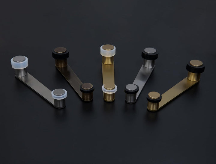 Türstopper mit drehbarem Halter | für Türstärke bis 100 mm | Messing | inkl. Schraube + Dübel | Ref.