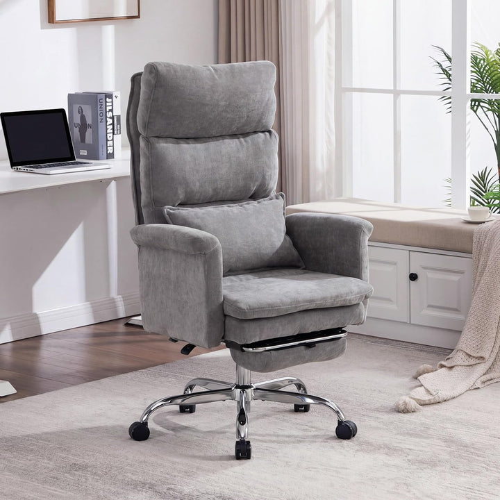 UEV Bürostuhl Ergonomisch mit Fussstütze bis 226kg,klappbare Armlehnen/Dicker Sitzpolsterung/Verstel