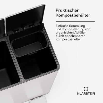 Klarstein moderner 60 L Küchen-Mülleimer (2x30 L) mit effizienter Abfallsortierung, 3 L herausnehmba