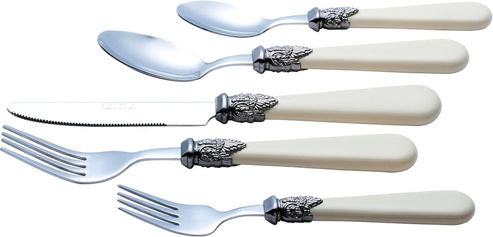 EXZACT Elfenbein Creme Besteck Set 20 Stück, Edelstahl mit detaillierten Griff, traditionelle, elega