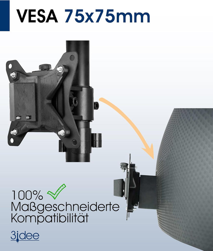 3IDEE VESA Adapter kompatibel mit HP Omen Monitor - Monitor Halterung Adapter 75x75 mm - für Monitor